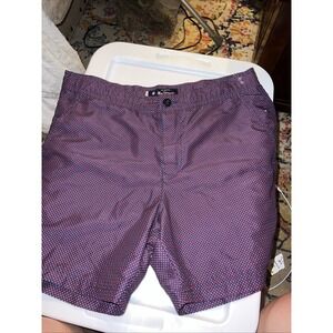 Ben Sherman Mens Swimming Shorts Magenta Blue Check Pockets Size 33